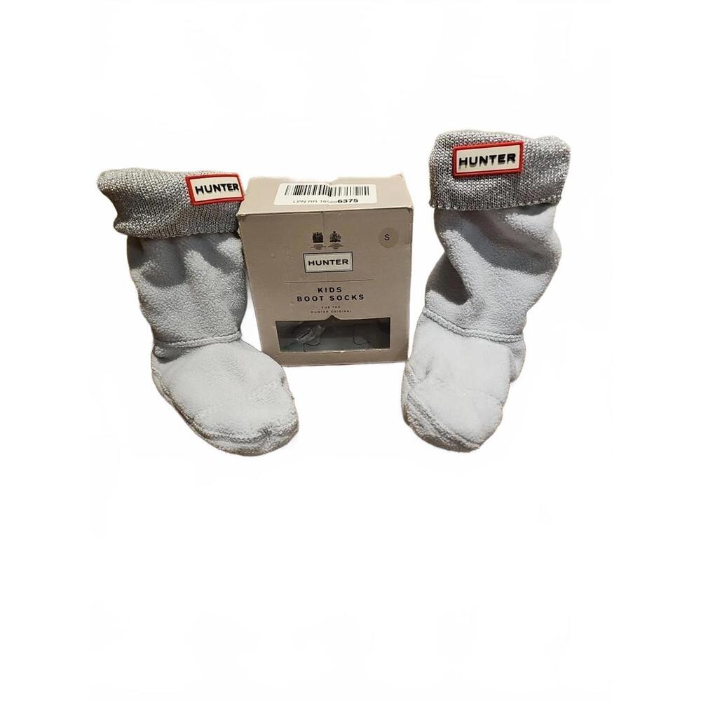 Hunter Kids Dove Grey Glitter Cuff Boot Socks Size S